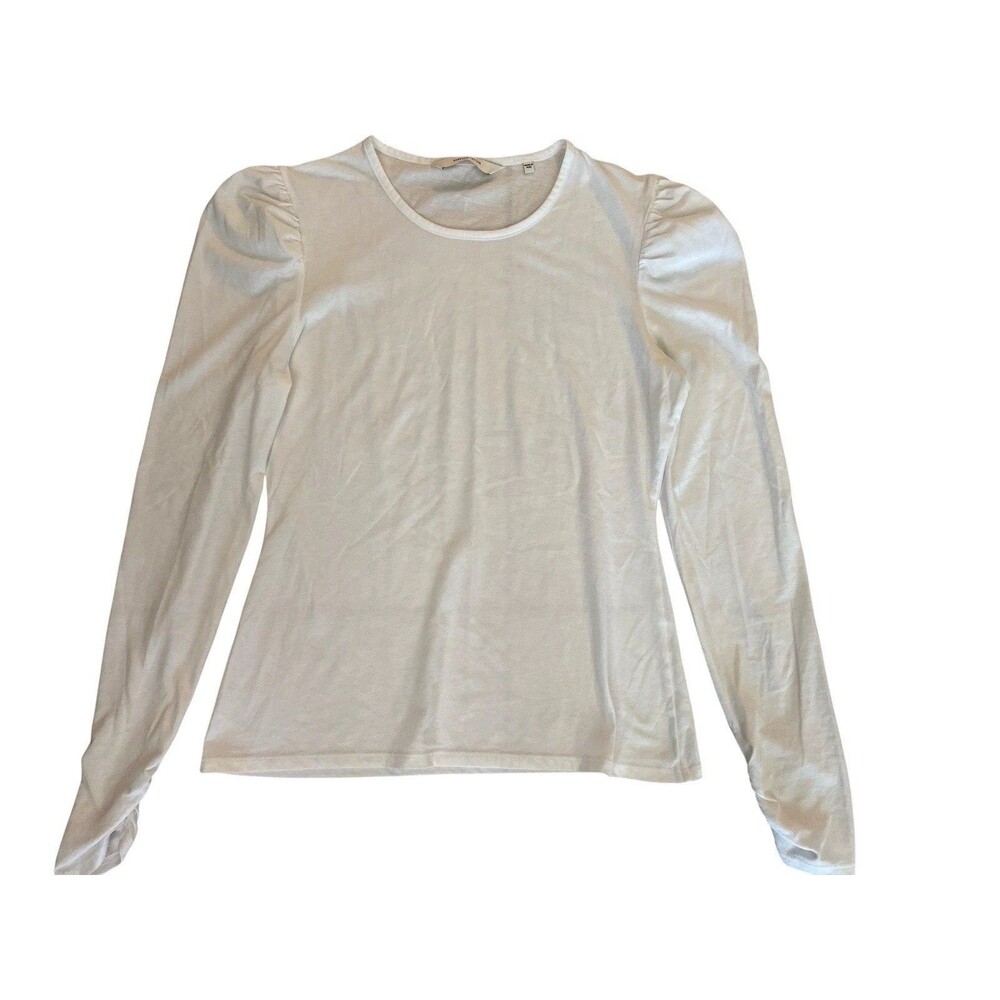 Rebecca Taylor Puff Shoulder Top‎ Women's M Milk Crew Neck Pullover Long Sleeve